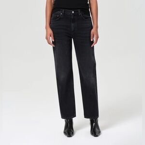 NWT AGOLDE Valen Jeans Black Mid Rise Straight Crop Size 27